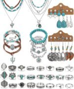 Boho Turquoise Jewelry Set – Necklace, Earrings, Bangles