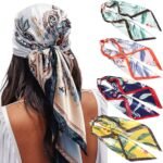 35" Satin Square Scarf Set (4-Pack) – Silk-Like Head & Neck Wraps - Image 14