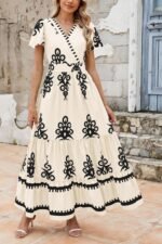 Floral Boho V-Neck Maxi Dress with Pockets - Image 5