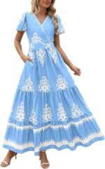 Floral Boho V-Neck Maxi Dress with Pockets - Image 11