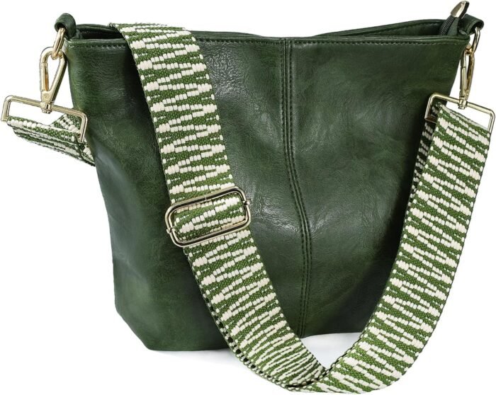 Boho Vegan Leather Shoulder Bag - Guitar-Strap Crossbody - Image 11