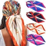 35" Satin Square Scarf Set (4-Pack) – Silk-Like Head & Neck Wraps - Image 29