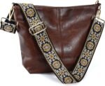 Boho Vegan Leather Shoulder Bag - Guitar-Strap Crossbody - Image 16