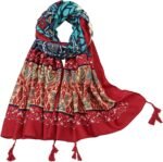 Boho Floral Lightweight Fringed Scarf - Image 36