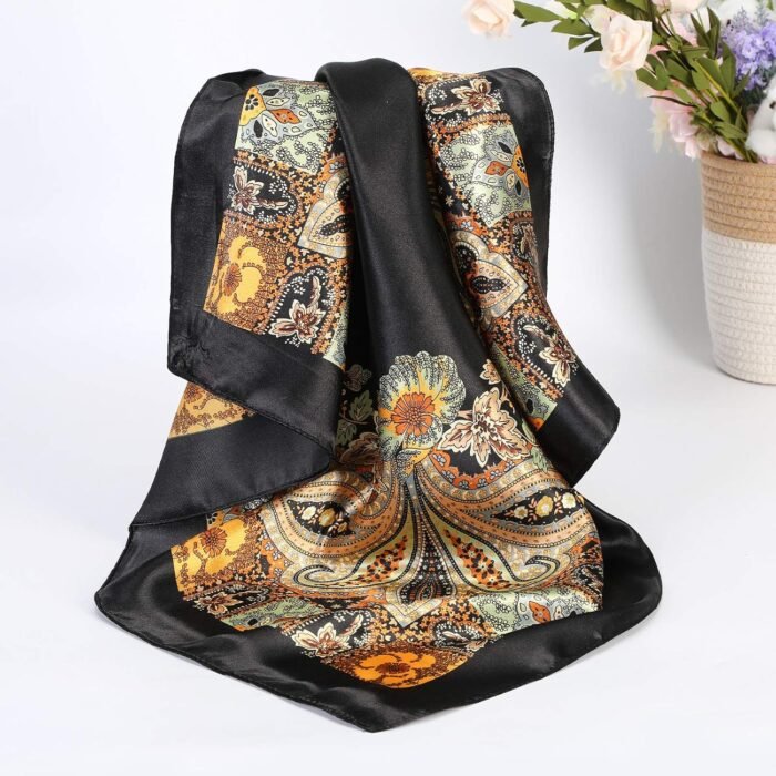 35" Satin Square Scarf Set (4-Pack) – Silk-Like Head & Neck Wraps - Image 6