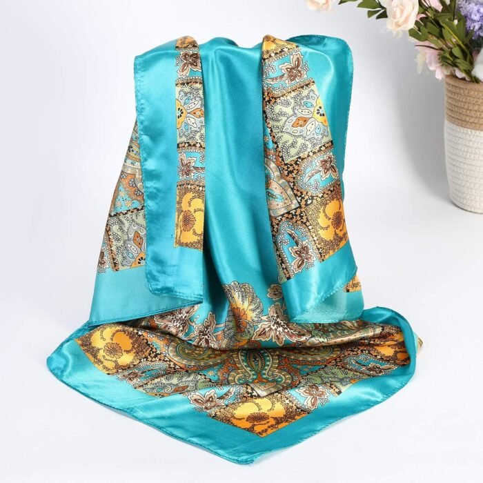 35" Satin Square Scarf Set (4-Pack) – Silk-Like Head & Neck Wraps - Image 4