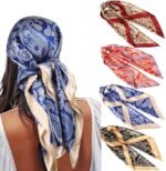 35" Satin Square Scarf Set (4-Pack) – Silk-Like Head & Neck Wraps - Image 26