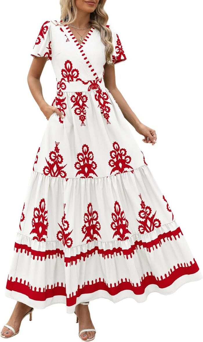 Floral Boho V-Neck Maxi Dress with Pockets - Image 21
