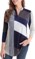 Boho Floral 3/4 Sleeve Notch V-Neck Top - Image 22