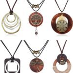 Boho Wooden Pendant Necklace Set – 6 Pcs