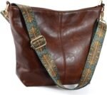 Boho Vegan Leather Shoulder Bag - Guitar-Strap Crossbody - Image 18