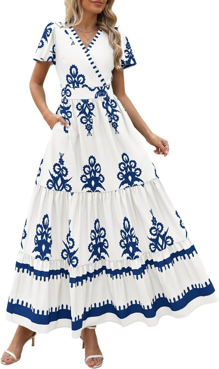 Floral Boho V-Neck Maxi Dress with Pockets - Image 18