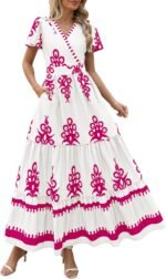 Floral Boho V-Neck Maxi Dress with Pockets - Image 14