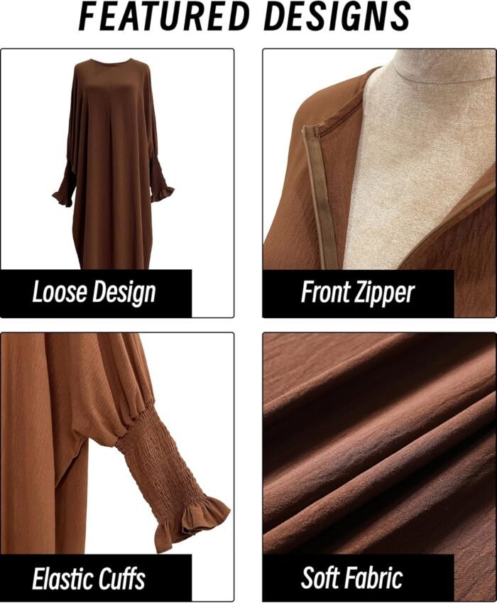 Solid Khimar Abaya — Long-Sleeve Maxi Dress - Image 4