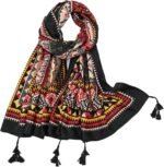 Boho Floral Lightweight Fringed Scarf - Image 12