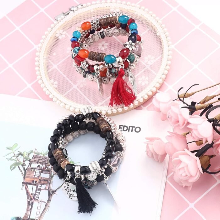 Boho Beaded Bracelet Set – Handmade & Stackable 8-Piece - Image 4