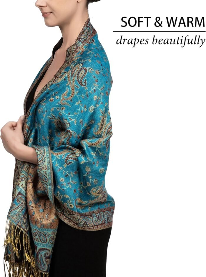 Reversible Paisley Pashmina Festival Scarf | Shawl & Wrap - Image 7