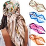 35" Satin Square Scarf Set (4-Pack) – Silk-Like Head & Neck Wraps - Image 17