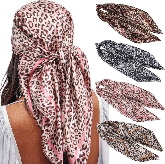 35" Satin Square Scarf Set (4-Pack) – Silk-Like Head & Neck Wraps - Image 21