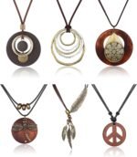 Boho Wooden Pendant Necklace Set – 6 Pcs - Image 9
