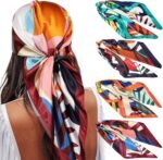 35" Satin Square Scarf Set (4-Pack) – Silk-Like Head & Neck Wraps - Image 9
