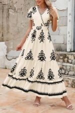 Floral Boho V-Neck Maxi Dress with Pockets - Image 8