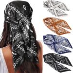 35" Satin Square Scarf Set (4-Pack) – Silk-Like Head & Neck Wraps - Image 19