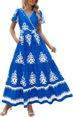 Floral Boho V-Neck Maxi Dress with Pockets - Image 16