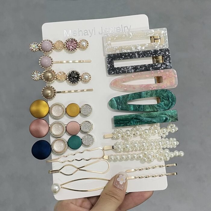 Macaron Pearl Hair Clip Set – Boho Bobby Pins 20-Pieces - Image 4