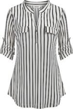Chiffon Zip V-Neck Tunic – 3/4 Sleeve