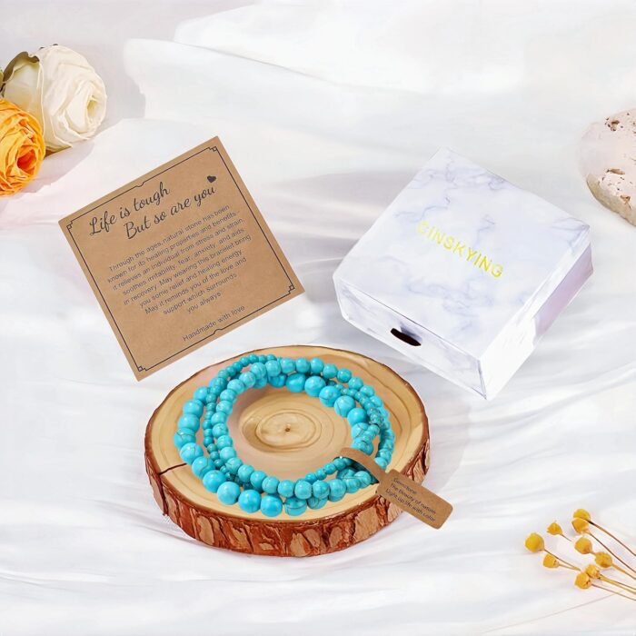 Turquoise Healing Crystal Stretch Bracelet Set 3-Piece - Image 7
