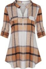 Chiffon Zip V-Neck Tunic – 3/4 Sleeve