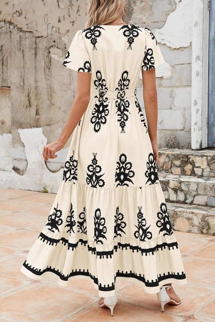 Floral Boho V-Neck Maxi Dress with Pockets - Image 3