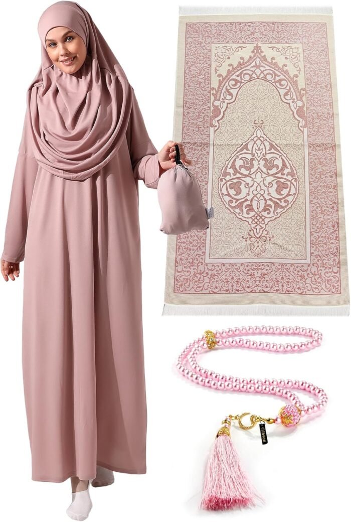 Islamic Gift Set: One-Piece Prayer Dress, Rug & Beads - Image 12