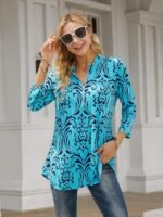 Chiffon Zip V-Neck Tunic – 3/4 Sleeve - Image 5