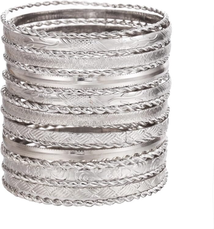 16Pcs Gold Bangle Bracelets for Women - Multi Layer Stackable Textured Bracelets Boho Jewelrys Set - Image 48