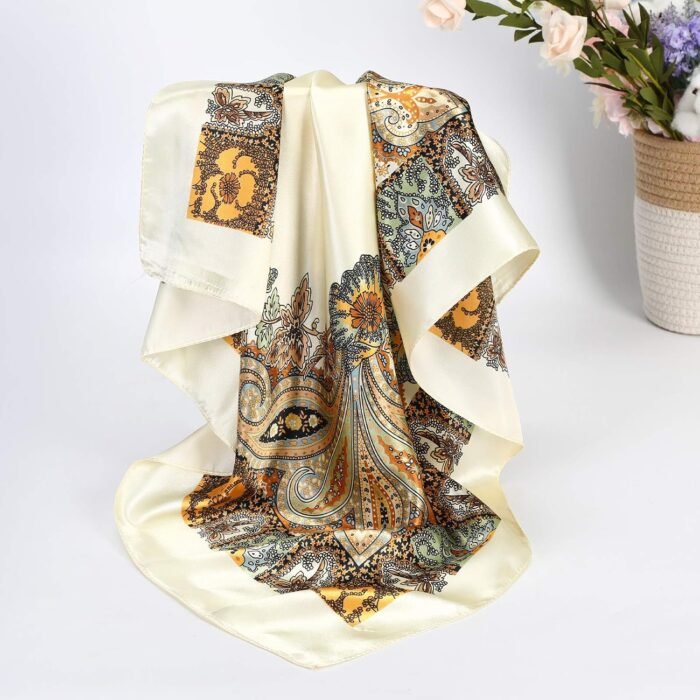 35" Satin Square Scarf Set (4-Pack) – Silk-Like Head & Neck Wraps - Image 5