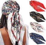 35" Satin Square Scarf Set (4-Pack) – Silk-Like Head & Neck Wraps - Image 15