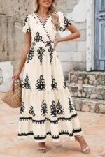 Floral Boho V-Neck Maxi Dress with Pockets - Image 6