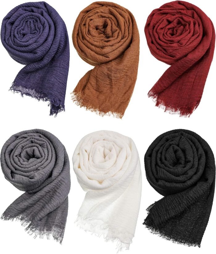 Crinkle Cotton-Blend Hijab Shawls & Scarves 6-Pack - Image 13