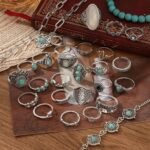 Boho Turquoise Jewelry Set – Necklace, Earrings, Bangles - Image 2