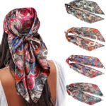 35" Satin Square Scarf Set (4-Pack) – Silk-Like Head & Neck Wraps - Image 8