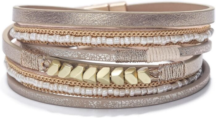 Boho Leopard Crystal Leather Wrap Bracelet – Multi-Layer Cuff - Image 14