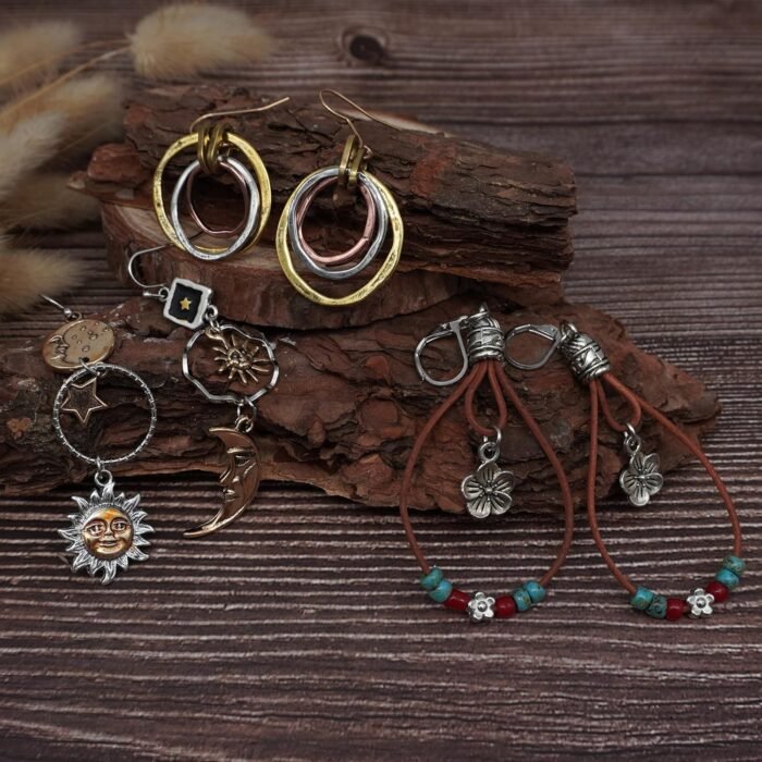Boho Vintage Drop Earrings Set | 11 Pairs - Image 6
