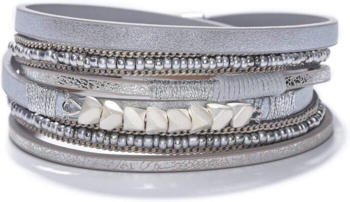 Boho Leopard Crystal Leather Wrap Bracelet – Multi-Layer Cuff - Image 50