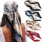 35" Satin Square Scarf Set (4-Pack) – Silk-Like Head & Neck Wraps - Image 24