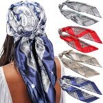 35" Satin Square Scarf Set (4-Pack) – Silk-Like Head & Neck Wraps - Image 16