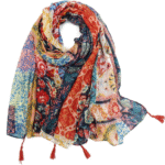 Boho Floral Lightweight Fringed Scarf