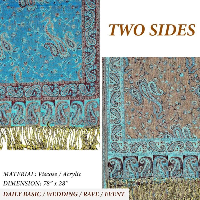Reversible Paisley Pashmina Festival Scarf | Shawl & Wrap - Image 8