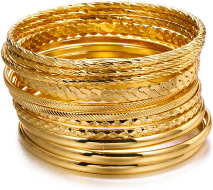16Pcs Gold Bangle Bracelets for Women - Multi Layer Stackable Textured Bracelets Boho Jewelrys Set